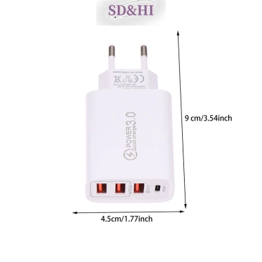 Sdhi 20W Power Delivery 4 Cổng USB 5V4A, QC3.0, Sạc EU/Mỹ Du Lịch 110-220V