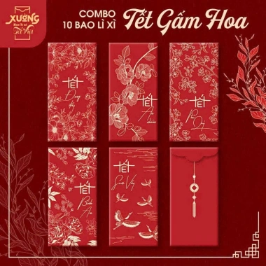 Set 10-30 Bao Lì Xì GẤM HOA - Giá ưu đãi 30.000đ, đẹp và bền cho Tết