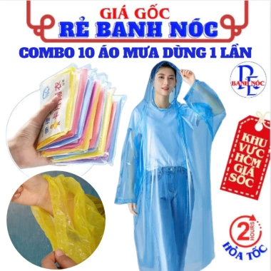 Set 10 áo mưa kín người Nilong - Chống thấm, dùng 1 lần, tiện cho xe máy & phượt