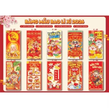 Sét 10 bao lì xì mix mẫu truyền thống, mẫu mới nhất, giá chỉ 10.000đ, giảm từ 12.800đ