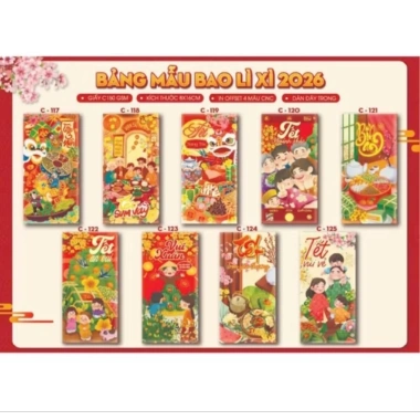 Sét 10 bao lì xì mix mẫu truyền thống, mẫu mới nhất, giá chỉ 10.000đ, giảm từ 12.800đ