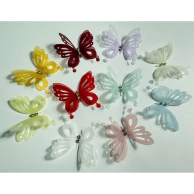 Set 10 Bướm Hồ Điệp Đính Đá 2 Lớp Vải Voan Hàn Trang Trí - Giá 32.000₫ giảm từ 41.600₫