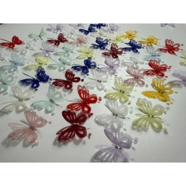 Set 10 Bướm Hồ Điệp Đính Đá 2 Lớp Vải Voan Hàn Trang Trí - Giá 32.000₫ giảm từ 41.600₫