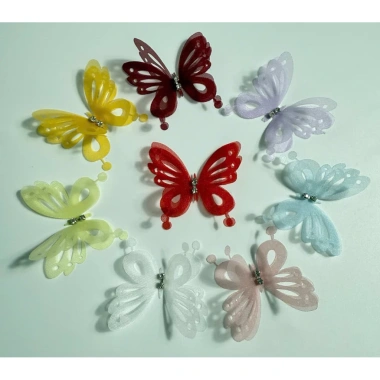 Set 10 Bướm Hồ Điệp Đính Đá 2 Lớp Vải Voan Hàn Trang Trí - Giá 32.000₫ giảm từ 41.600₫