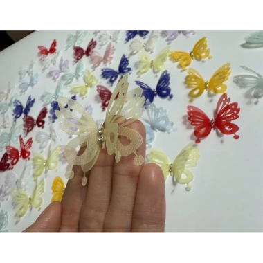 Set 10 Bướm Hồ Điệp Đính Đá 2 Lớp Vải Voan Hàn Trang Trí - Giá 32.000₫ giảm từ 41.600₫