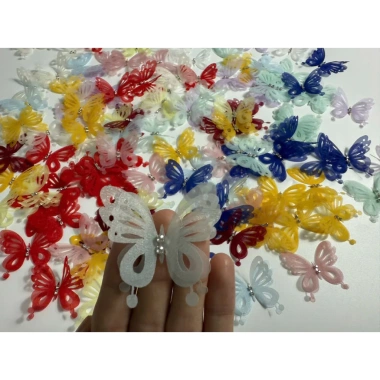 Set 10 Bướm Hồ Điệp Đính Đá 2 Lớp Vải Voan Hàn Trang Trí - Giá 32.000₫ giảm từ 41.600₫