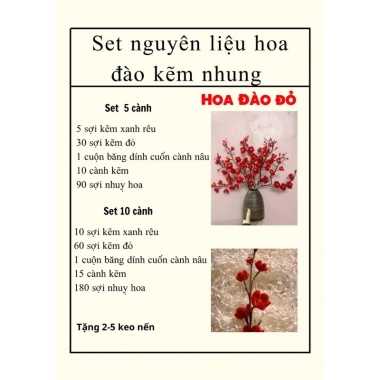 Set 10 Cành hoa mai, hoa đào, hướng dương kẽm nhung - Trang trí Tết giá ưu đãi 28.900₫ 10