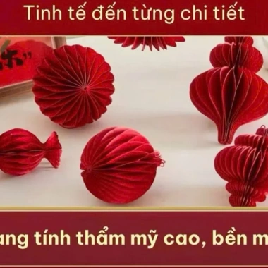 Set 10 Đèn Lồng Giấy Đỏ Tài Lộc - Trang Trí Tết Cổ Truyền, Không Gian Xuân Ấm Cúng, Giá 65.500₫