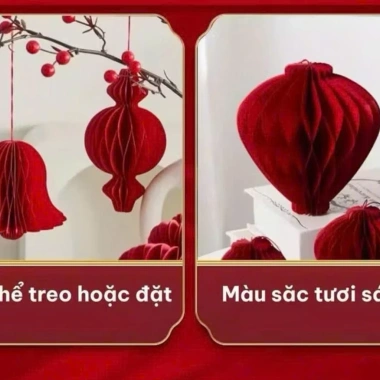 Set 10 Đèn Lồng Giấy Đỏ Tài Lộc - Trang Trí Tết Cổ Truyền, Không Gian Xuân Ấm Cúng, Giá 65.500₫