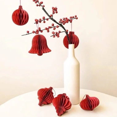 Sét 10 đèn lồng giấy trang trí Tết - Đèn lồng cây đào, cây quất, lọ hoa, giá 99.000₫