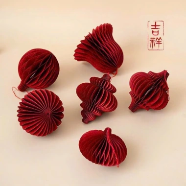 Sét 10 đèn lồng giấy trang trí Tết - Đèn lồng cây đào, cây quất, lọ hoa, giá 99.000₫