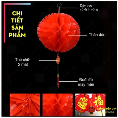 Set 10 đèn lồng xếp chữ Phúc 22cm cẩm tú cầu - Trang trí lễ tết, cửa hàng, quán, trường mẫu giáo giá rẻ 39.5k