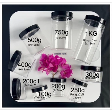 Set 10 hũ nhựa trong suốt + nắp đen/gỗ màu - Đựng gia vị thực phẩm đa kích thước 1kg-50g, giảm giá 28.000₫ 2 Set 10 hũ nhựa trong suốt + nắp đen/gỗ màu - Đựng gia vị thực phẩm đa kích thước 1kg-50g, giảm giá 28.000₫ 2