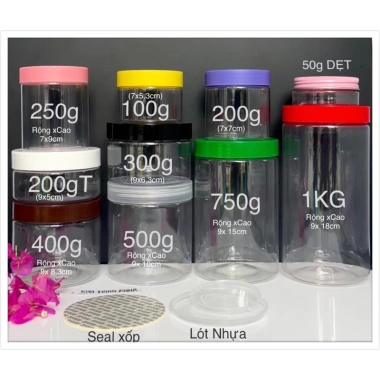 Set 10 hũ nhựa trong suốt + nắp đen/gỗ màu - Đựng gia vị thực phẩm đa kích thước 1kg-50g, giảm giá 28.000₫ 3 Set 10 hũ nhựa trong suốt + nắp đen/gỗ màu - Đựng gia vị thực phẩm đa kích thước 1kg-50g, giảm giá 28.000₫ 3