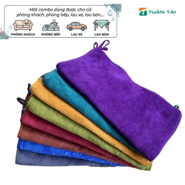 Set 10 Khăn Lau Đa Năng Tuấn Tài 30x30cm Microfiber Cao Cấp, Thấm Hút Nhanh 3