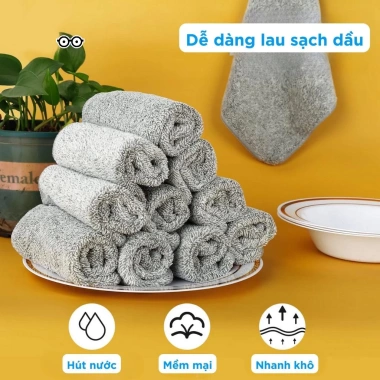 Set 10 Khăn Than Tre Lau Bếp Đa Năng, Siêu Thấm Hút, Kháng Khuẩn, Giá 27.000 VND 3