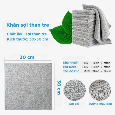 Set 10 Khăn Than Tre Lau Bếp Đa Năng, Siêu Thấm Hút, Kháng Khuẩn, Giá 27.000 VND 4