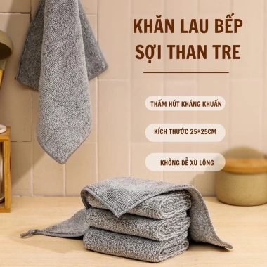 Set 10 Khăn Than Tre Lau Bếp Đa Năng, Siêu Thấm Hút, Kháng Khuẩn, Giá 27.000 VND 8