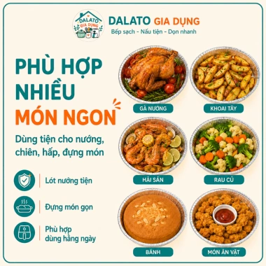 Set 10 khay giấy bạc lót nồi chiên không dầu 18-24cm dày cứng, tái sử dụng 4