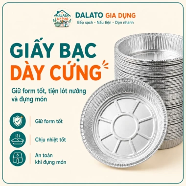 Set 10 khay giấy bạc lót nồi chiên không dầu 18-24cm dày cứng, tái sử dụng 6
