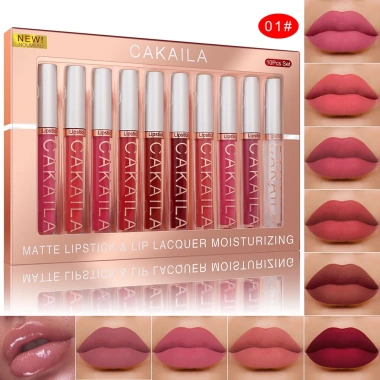 Set 10 Son Kem Lì + Dầu Dưỡng Môi Trong Suốt Chống Nước Trôi Lâu Giá 116.600 VND 10