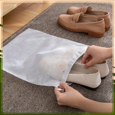 Set 10 Túi Đựng Giày Vải Không Dệt Trắng Chống Bụi Bẩn Dây Rút - Giá 14.000₫