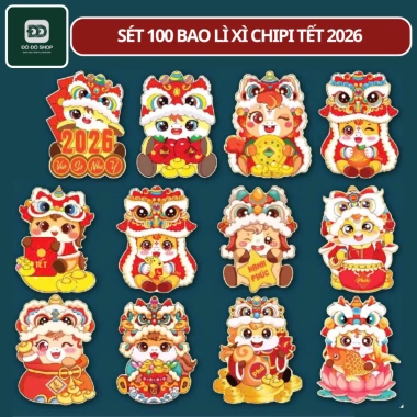 Sét 100 Bao Lì Xì Tết Bính Ngọ 2.026 In 3D Chipi Hoạt Hình Dễ Thương Phản Quang Nhiều Mẫu Đẹp Giá 9.000đ DODOSHOP