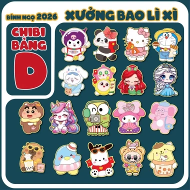 Sét 100 Bao Lì Xì Tết Bính Ngọ 2.026 In 3D Chipi Hoạt Hình Dễ Thương Phản Quang Nhiều Mẫu Đẹp Giá 9.000đ DODOSHOP 7