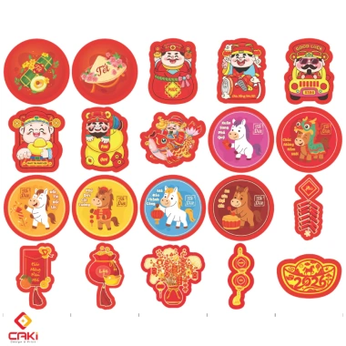 Set 100 Liễn In 2 Mặt + Dây Treo, 50 Thẻ Tag Mai Đào Trang Trí Tết 15.000đ