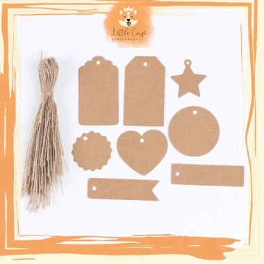 Set 100 thẻ tag kraft da bò không in + 20m dây cói và dừa đa dạng - Giá 22.500 VND 2