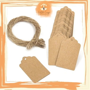 Set 100 thẻ tag kraft da bò không in + 20m dây cói và dừa đa dạng - Giá 22.500 VND 6