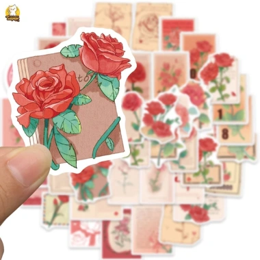 Set 10/20/50 sticker chống nước hoa hồng đỏ, tem tag dán mũ bảo hiểm, vali, laptop - 17.700 VND 3