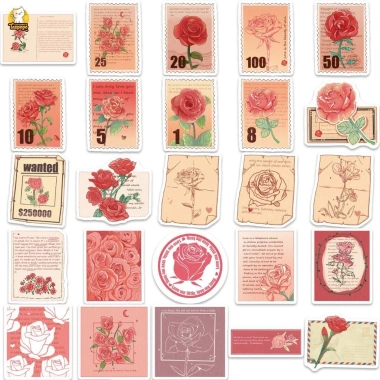 Set 10/20/50 sticker chống nước hoa hồng đỏ, tem tag dán mũ bảo hiểm, vali, laptop - 17.700 VND 4