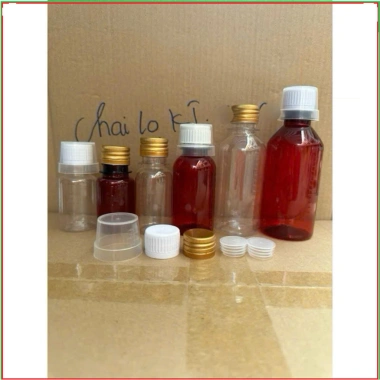 SET 10sp Lọ nhựa PET siro 50‑200ml, lọ đựng bổ phế nâu, giá tốt KCL