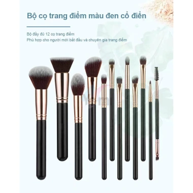 Set 12 cọ trang điểm chuyên nghiệp kèm túi đựng, quà tặng lý tưởng, chỉ 188.100₫