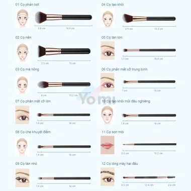 Set 12 cọ trang điểm chuyên nghiệp kèm túi đựng, quà tặng lý tưởng, chỉ 188.100₫ 8 Set 12 cọ trang điểm chuyên nghiệp kèm túi đựng, quà tặng lý tưởng, chỉ 188.100₫ 8