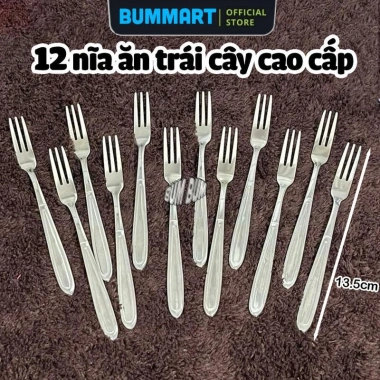 Set 12 nĩa inox mini dài 13,5cm - tay cầm chắc, thích hợp nhà hàng, giảm còn 69k