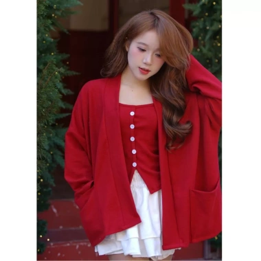 Set 2 áo khoác cardigan len thỏ mềm mịn + áo dây DORY CHIC Đón Tết 237.800₫