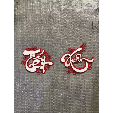 Set 2 Chữ Tết Xuân Nhung Gỗ trang trí nhà cửa, ưu đãi 38k, chất liệu gỗ tự nhiên
