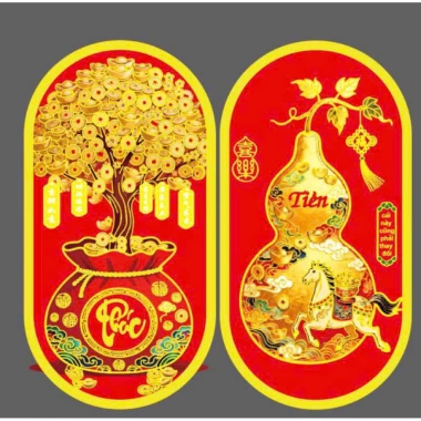 Set 2 Dây Hồ Lô Cây Tiền Phúc Lộc 3D - Trang Trí Tết Bính Ngọ 2.026, Giá 90.000