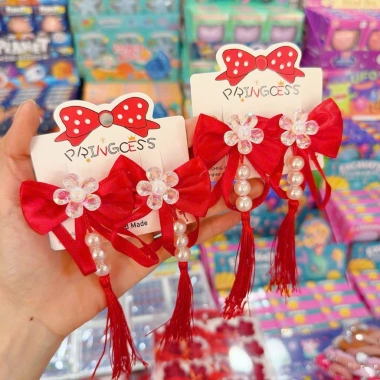 Set 2 Kẹp Tóc Đỏ Siêu Xinh Phụ Kiện Tết Bính Ngọ 2.026 Giá Ưu Đãi 27k