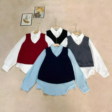 Set 2 Món Bigsize Nữ Áo Sơ Mi Phối Ghi Lê SM20+A335 Giá 103k – Tết & Đi Chơi Xuân