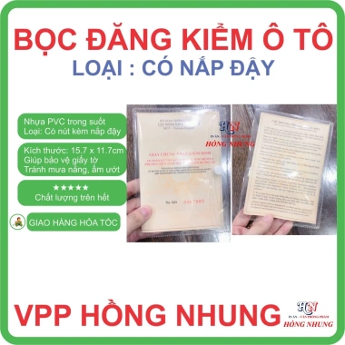 Set 2 Túi Nhựa Dẻo PVC Trong Suốt Bọc Bìa Đăng Kiểm Ô Tô, Nắp Nút Đậy Giá 14.5k