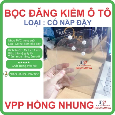 Set 2 Túi Nhựa Dẻo PVC Trong Suốt Bọc Bìa Đăng Kiểm Ô Tô, Nắp Nút Đậy Giá 14.5k