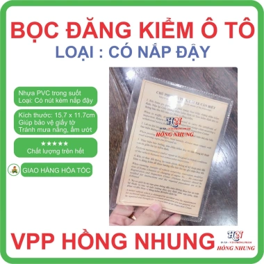 Set 2 Túi Nhựa Dẻo PVC Trong Suốt Bọc Bìa Đăng Kiểm Ô Tô, Nắp Nút Đậy Giá 14.5k