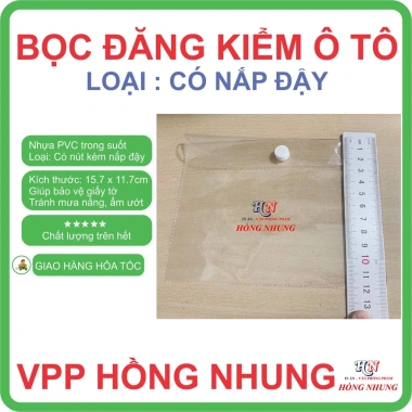 Set 2 Túi Nhựa Dẻo PVC Trong Suốt Bọc Bìa Đăng Kiểm Ô Tô, Nắp Nút Đậy Giá 14.5k