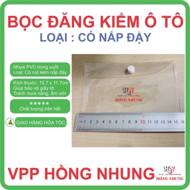 Set 2 Túi Nhựa Dẻo PVC Trong Suốt Bọc Bìa Đăng Kiểm Ô Tô, Nắp Nút Đậy Giá 14.5k