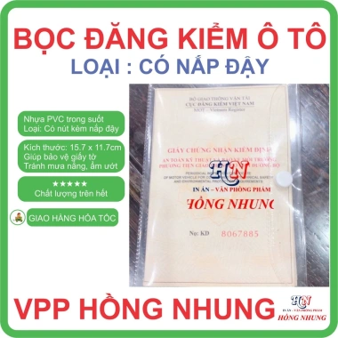 Set 2 Túi Nhựa Dẻo PVC Trong Suốt Bọc Bìa Đăng Kiểm Ô Tô, Nắp Nút Đậy Giá 14.5k