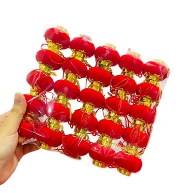 Set 25 đèn lồng mini treo cây cảnh Tết - Nhung đỏ, trang trí cây đào, quất, mai, giảm giá 55k
