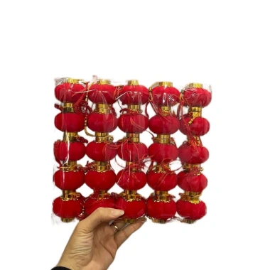 Set 25 đèn lồng mini treo cây cảnh Tết - Nhung đỏ, trang trí cây đào, quất, mai, giảm giá 55k